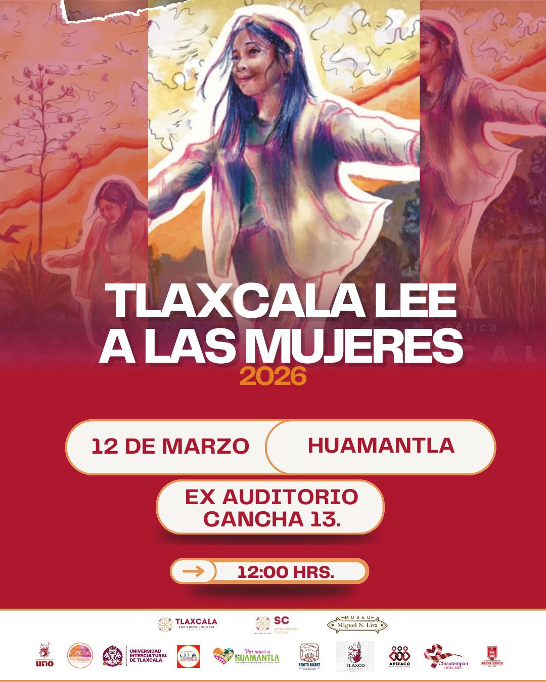 Huamantla será sede de la lectura pública coral 'Tlaxcala lee a las mujeres 2026'